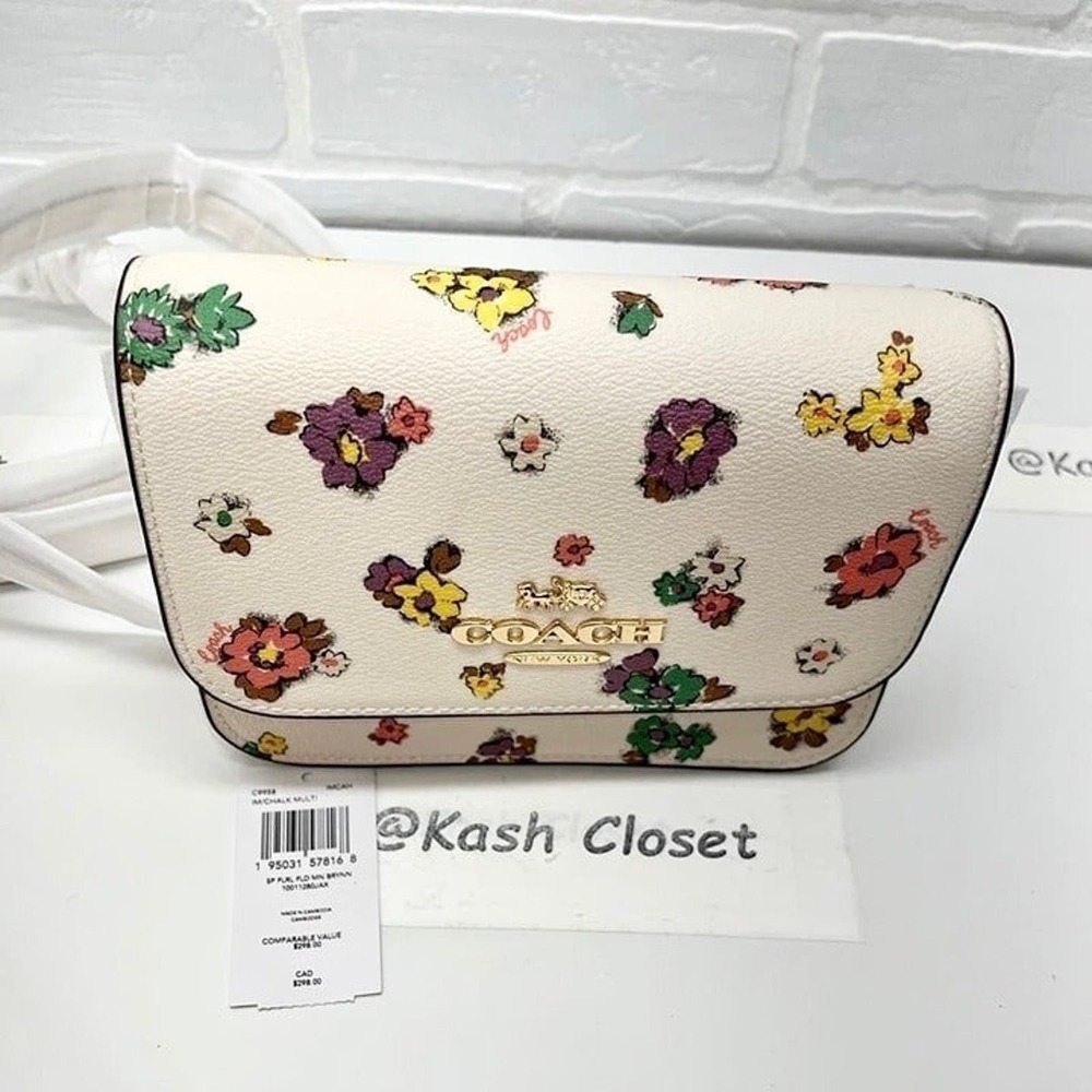 Coach Mini Brynn Crossbody With Spaced Floral Field Print Gold Chalk Multi - Picture 9 of 12